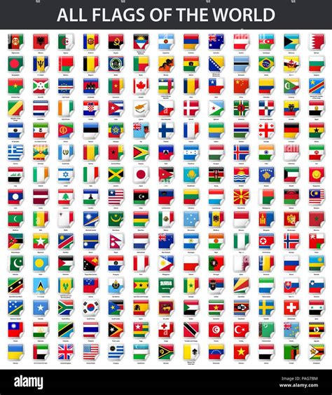 216 Official Flags World Alphabetical Order Stock Vector Royalty Free