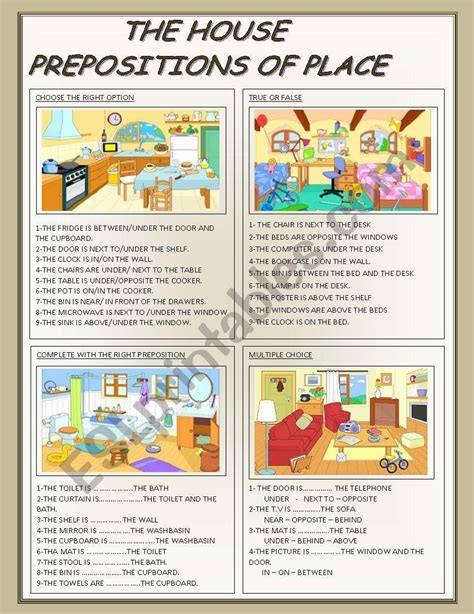Preposition Of Place And Parts Of The House Worksheet Prepositions Sexiz Pix