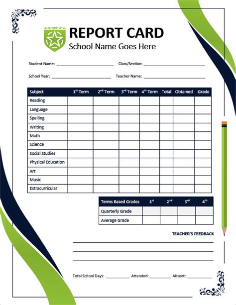 Free School Report Card Templates For Ms Word