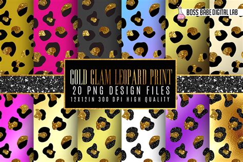 20 Gold Glam Leopard Print Patterns By Boss Babe Digital