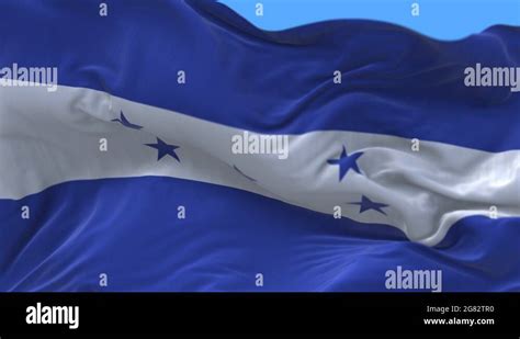 4k Honduras National Flag Wrinkles Loop Seamless Wind In Blue Sky