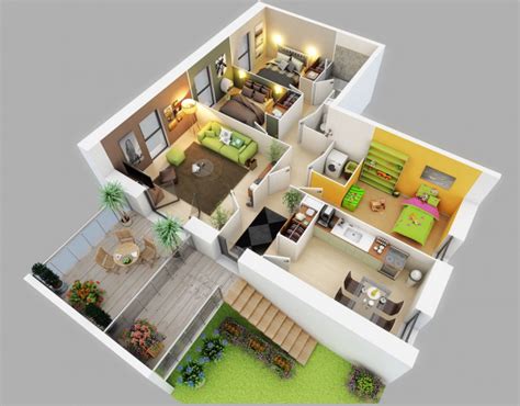 25个三居室户型装修3d布局效果图 设计之家