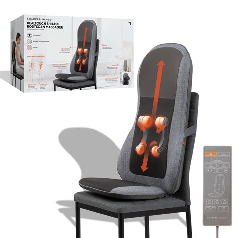 Sharper Image Smartsense Shiatsu Realtouch Massaging Chair Pad With Extra Cushion Soothing Heat