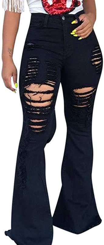 Ukko Jeans Pantalones Vaqueros Acampanados Mujeres Campana Negro De