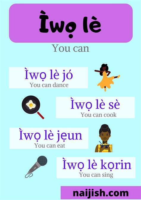 Yoruba Verbs | How to say CAN in Yoruba in 2020 | Yoruba language, Simple past tense, Language