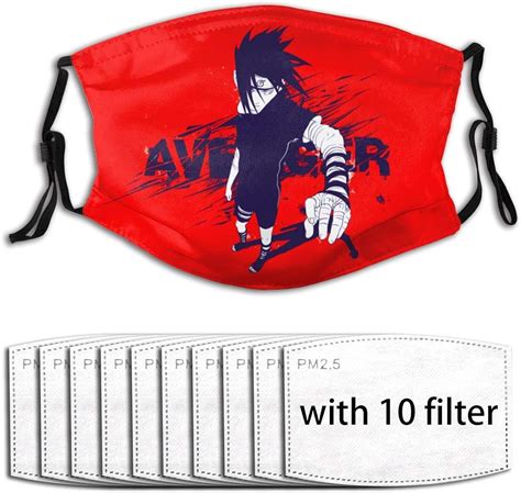 Anime 3d Sasuke Uchiha Dust Face Mask With Filter Bandana Breathable