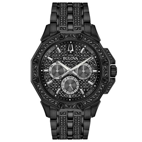 Bulova Mens Octava Stainless Steel Chronograph Watch With Black Dial