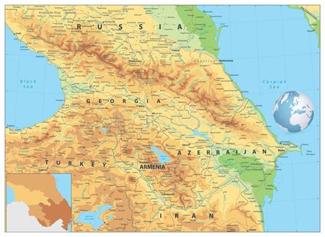 Caucasus Physical Map Stock Vector Illustration Of Caspian 105530413