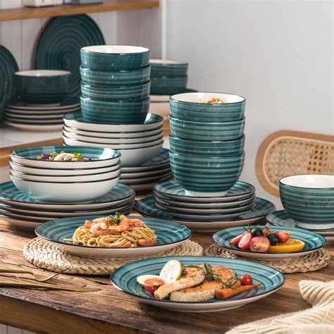 2448 Piece Dinner Set Spiral Green Stoneware Dinnerware Set Etsy