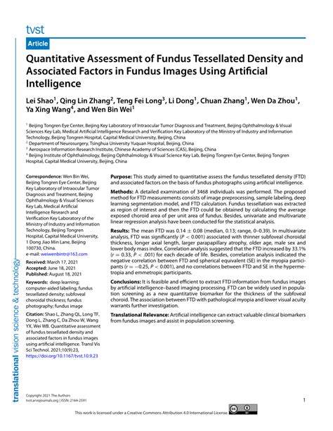 Pdf Quantitative Assessment Of Fundus Tessellated Density And