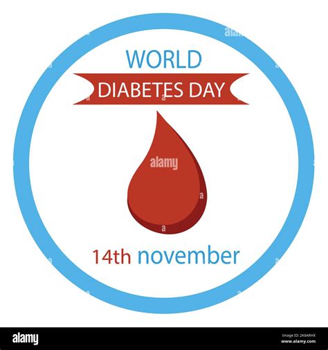 World Diabetes Day Awareness Poster Blood Drip Symbol With Blue Circle