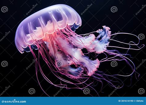 Purple Jellyfish Graceful And Translucent Creatures Of Deep Sea