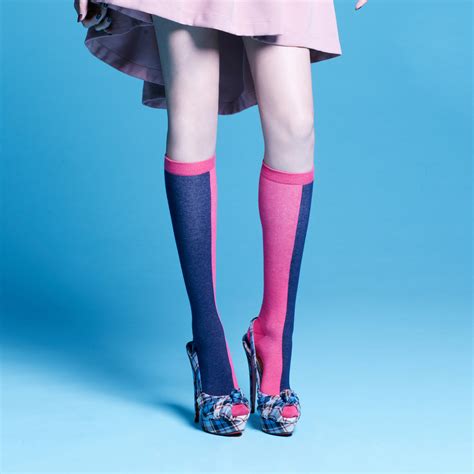 Kaori Knee High Socks Grey Black Size 5 75 Da Sein Socks Touch Of Modern