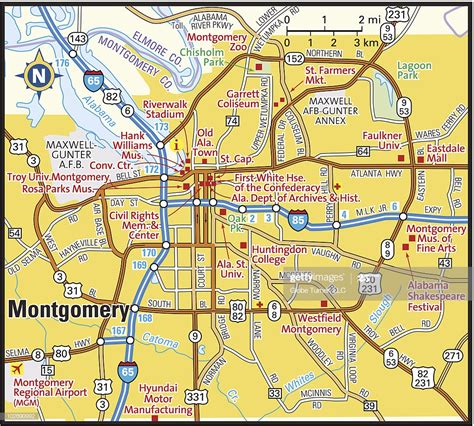 Montgomery Alabama Area Map High Res Vector Graphic