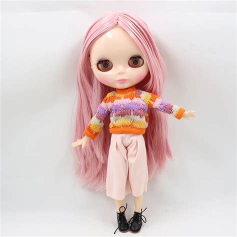Free Shipping Nude Factory Blyth Doll Series No 230BL6122 Pink Straight