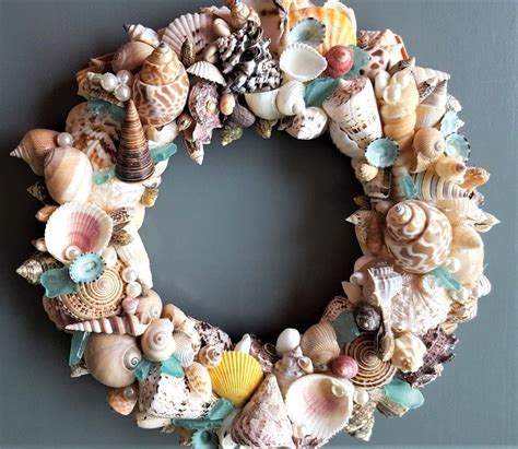 Nautical Decor Seashell Wreath Beach Decor Shell Wreath Etsy Sea Shell Decor Shell Wreath