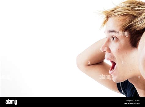 Side Profile Young Man Screaming High Resolution Stock Photography And
