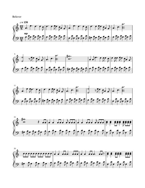 Believer By Imagine Dragons In C Major Sheet Music For Piano Solo