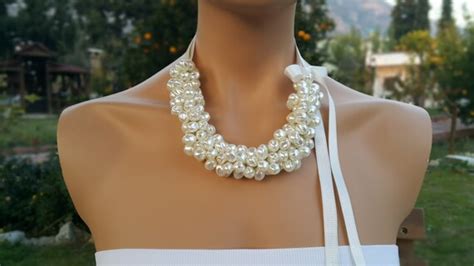 Pearl Necklace Wedding Necklace Bridal Jewelry Bridesmaids