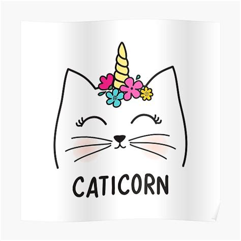 Cute Unicorn Kitten Poster For Sale By Vangelys Redbubble
