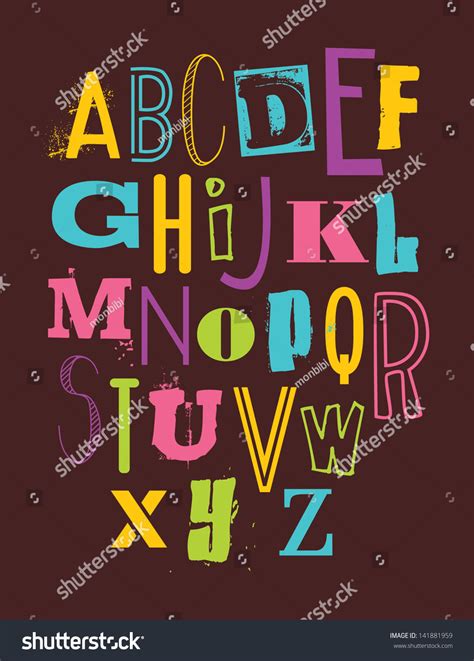 Whimsical Alphabet Design Vector Illustration Vector De Stock Libre