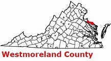 Westmoreland County on the map of Virginia 2024. Cities, roads, borders ...