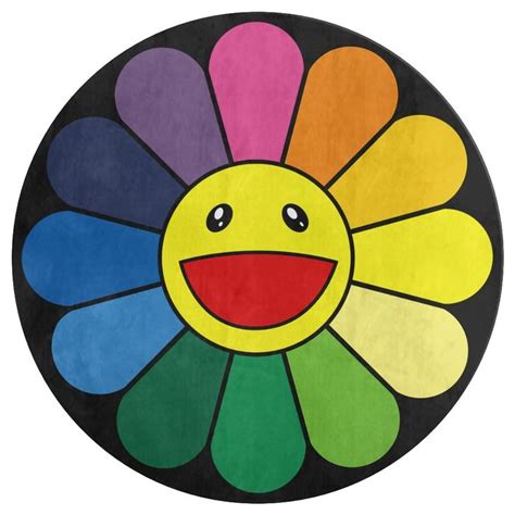 A Colorful Flower With A Smiley Face Painted On Its Center Piece In