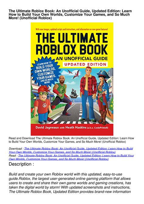 Pdf Read The Ultimate Roblox Book An Unofficial Guide Updated Edition