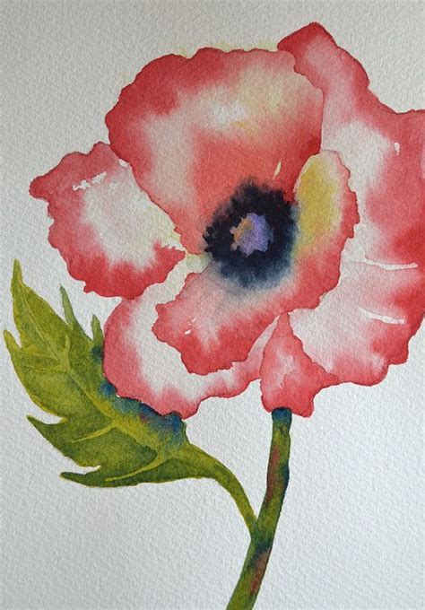 Learn to watercolor poppy flowers, including how to mix colors to achieve the look of the opaque, pastel leaves. Resultado de imagen para easy watercolor flowers en 2019 ...