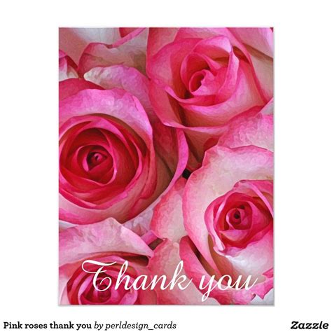 Pink Roses Thank You Zazzle Pink Roses Print Thank You Cards Rose