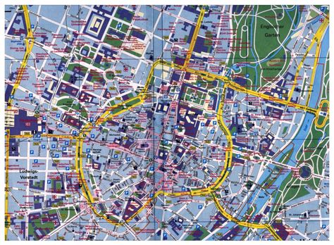 Large Detailed Map Of Central Part Of Munich City Munich Germany