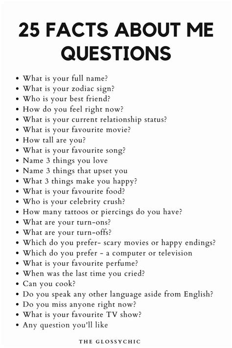 25 Random Facts About Me The Glossychic About Me Questions Fun Questions To Ask Instagram