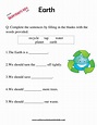 Free Printable Earth Worksheet for Grade 1