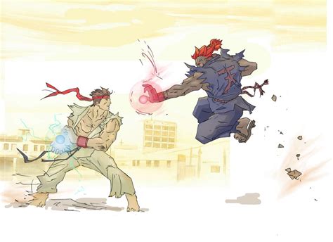 Street Fighter Ryu Vs Akuma Colored By Electronicdave On Deviantart