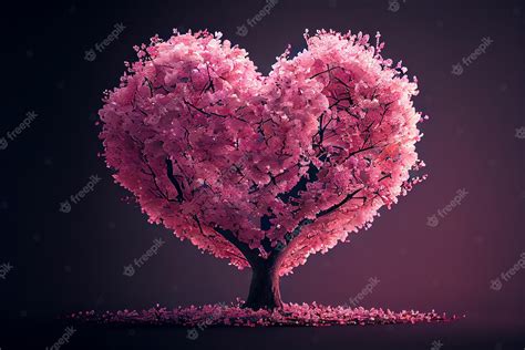 Premium Photo Heart Shape Tree From Sakura Floral Illustration