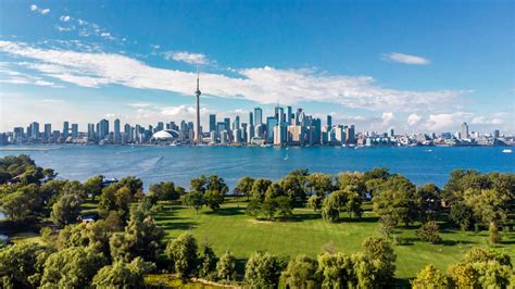 Toronto Canada Aerial View Of Toronto Skyline And Lake Ontario