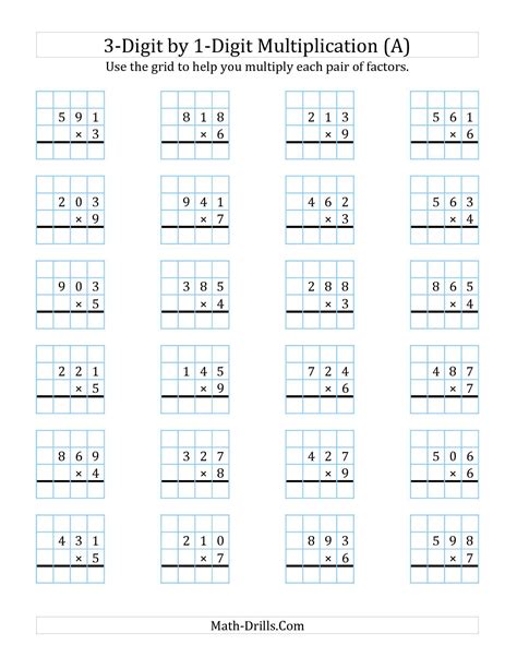 Multiplication 3 By 2 Digits Worksheets