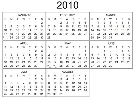 Free 2010 Calendar To Print Calendar Template 2016
