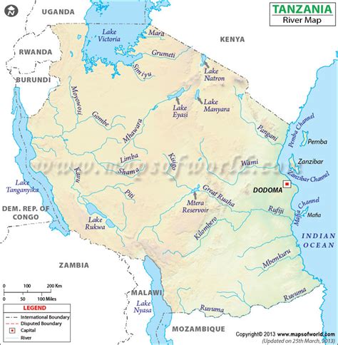 Rivers In Tanzania Map Rivers In Tanzania