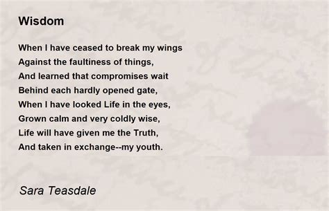 Wisdom Poem By Sara Teasdale Poem Hunter