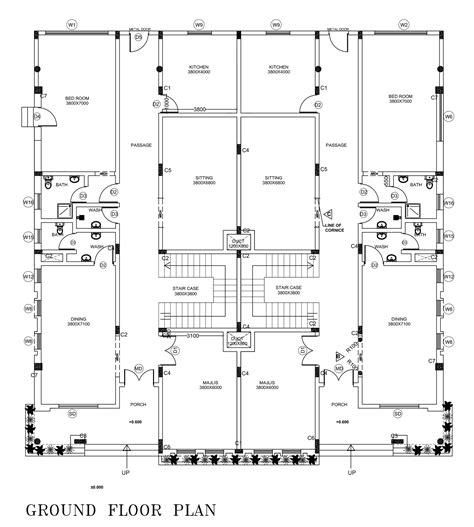 Twin Villa Floor Plan With Side Elevation Free Download