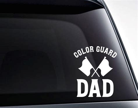 Color Guard Dad Marching Band Crossed Flags Vinyl Decal Sticker Etsy