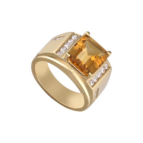 Nhẫn Nam Vàng 18k đính đá Citrine Pnj Ctxmy000372 Vn