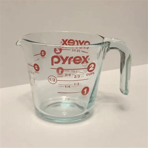 Vintage Pyrex Glass Measuring Cup 24 Corning Handle Red Circles