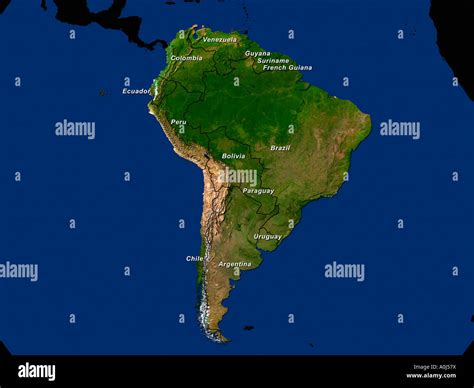 Highlighted Satellite Continent Image Of South America Stock Photo Alamy