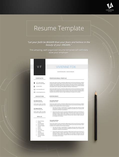 Resume Cv Templates Resume Template Professional Free Etsy Resume