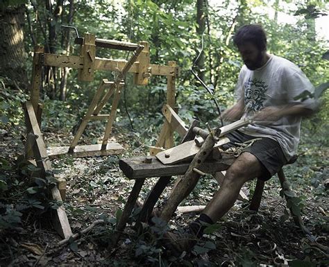 Image Craftsman Practising The Ancient Craft Of Bodging In The Forest