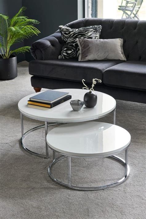 Next Mode Coffee Nest Of 2 Tables White Round Glass Coffee Table
