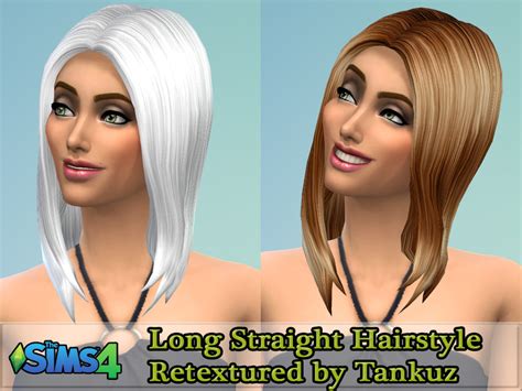 The Sims Resource Tankuz Long Straight Hairstyle Retextured