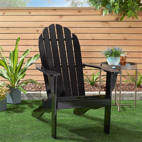 mainstays wooden outdoor adirondack chair black finish solid hardwood brickseek